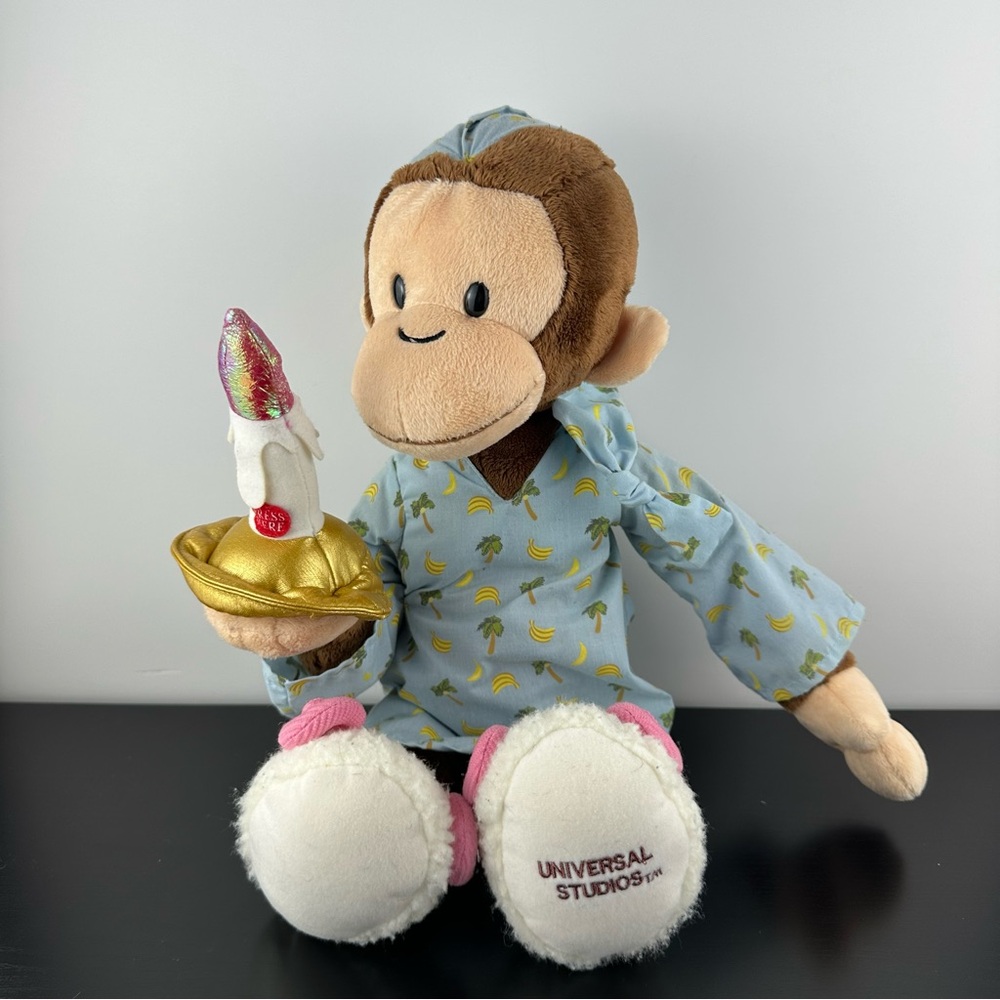 Curious George Bedtime Plush Light Up Candle Pajamas Slippers Universal Studios